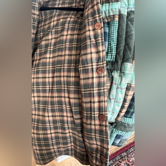 Patch magic unisex reversible button up Tan Plaid Jacket - Picture 8 of 14